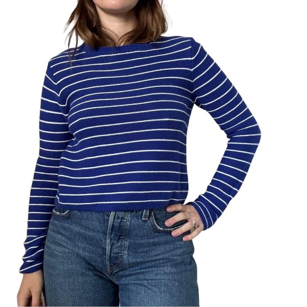 Striped crewneck pullover sweater from MNG